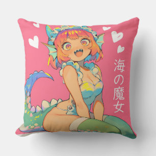 Cojín Decorativo Chica de Monstruo Anime de Kawaii