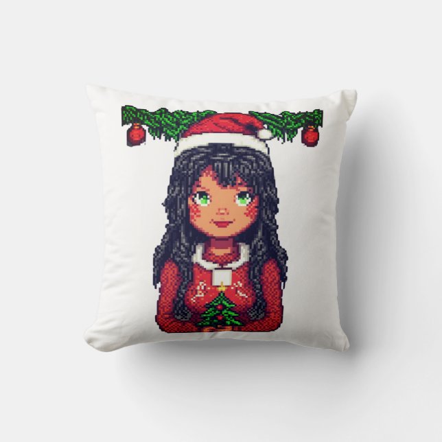 Cojín Decorativo Chica de Navidades cutáneos (Anverso)
