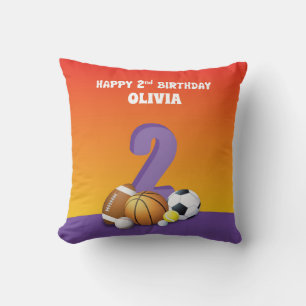 Cojín Decorativo Chica de nombre personalizado Bolas deportivas de
