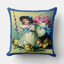 Cojín Decorativo Chica de Pascua Vintage, chichas y rayas para bebé