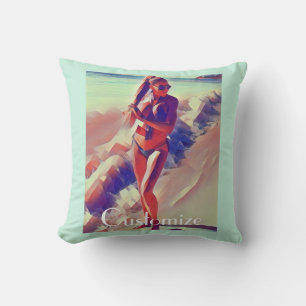 Cojín Decorativo Chica de playa Thunder_Cove