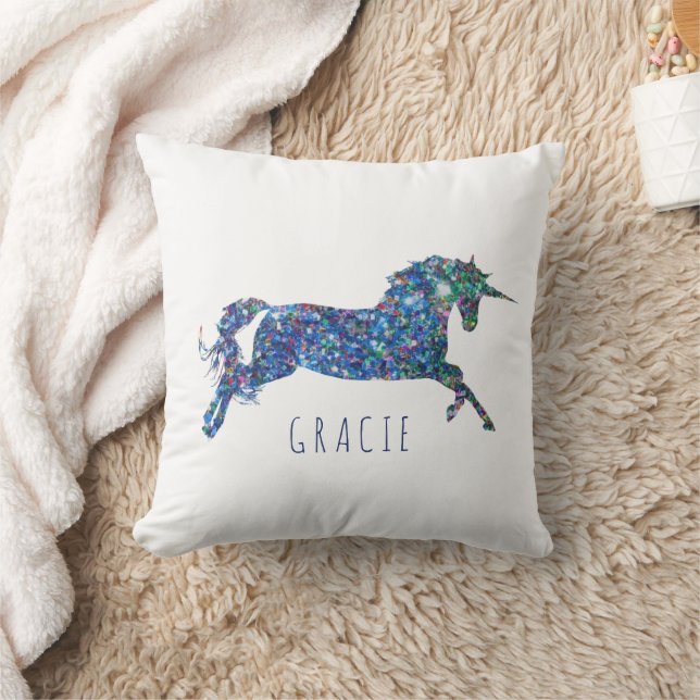 Cojín Decorativo Chica de Unicorn Purpurina personalizada (Manta)