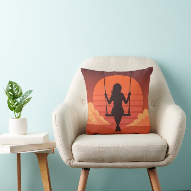 Cojín Decorativo Chica Dreamy Silhouette - Moody Aesthetic Art (Silla)