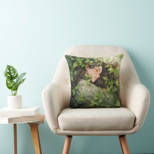 Cojín Decorativo Chica durmiendo en bosque Anime