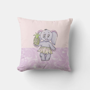 Cojín Decorativo Chica elefante bebé moderno para niños rosa gris