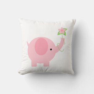 Cojín Decorativo Chica elefante rosa lindo