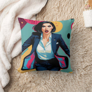 Cojín Decorativo Chica elegante cyberpunk Pop Art