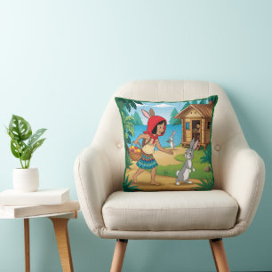 Cojín Decorativo Chica en Redhood con Bunny