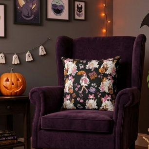 Cojín Decorativo Chica fantasma rosa Halloween lindo espeluznante p