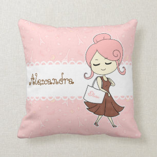 Cojín Decorativo Chica femenino de la torre Eiffel elegante y de