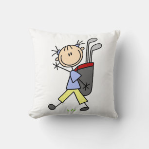 Cojín Decorativo Chica Golfista Con Bolsa y Palos
