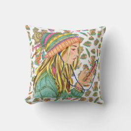 Cojín Decorativo Chica Gorra Pillow Boho