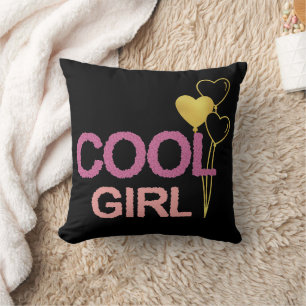 Cojín Decorativo Chica Guay Globos Corazón Rosa y Dorado Chic