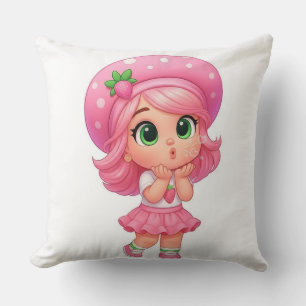 Cojín Decorativo Chica Kawaii de Fresa Chibi