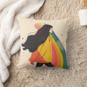 Cojín Decorativo chica lgbt arcoiris, lesbiana gay, orgullo