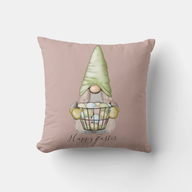 Cojín Decorativo Chica lindo con vacaciones de Pascua en Huevos (Anverso)