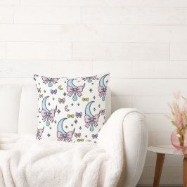 Cojín Decorativo Chica Lindo Lazo Lunas Blanco