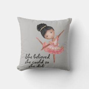 Cojín Decorativo Chica marrón Ballerina con cita