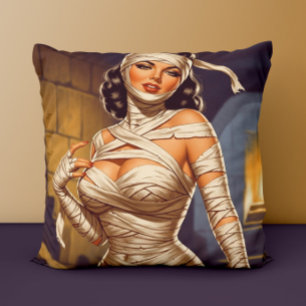 Cojín Decorativo Chica momia vintage pin-up