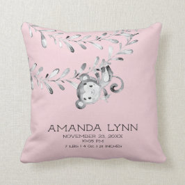 Cojín Decorativo CHICA Mono Bebé Nacimiento Estadísticas Pillow