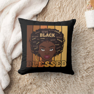 Cojín Decorativo Chica negra afroamericana melanina Juneteenth