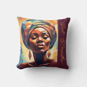 Cojín Decorativo Chica negra afroamericana "respira"