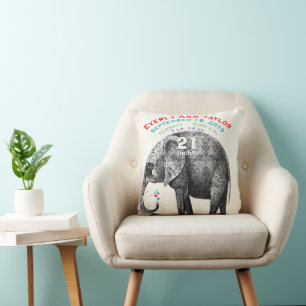 Cojín Decorativo Chica Nursery Baby Birth Stat Elephant Arrows