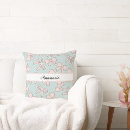Cojín Decorativo Chica Personalizada Lindo Precioso Lazo Nombre Azu