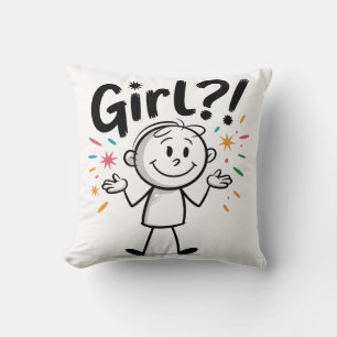 Cojín Decorativo Chica. Personalizado de la figura del palo de Sass