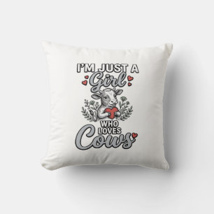 Cojín Decorativo Chica Que Ama Las Vacas Diseño De Camiseta De Vaca