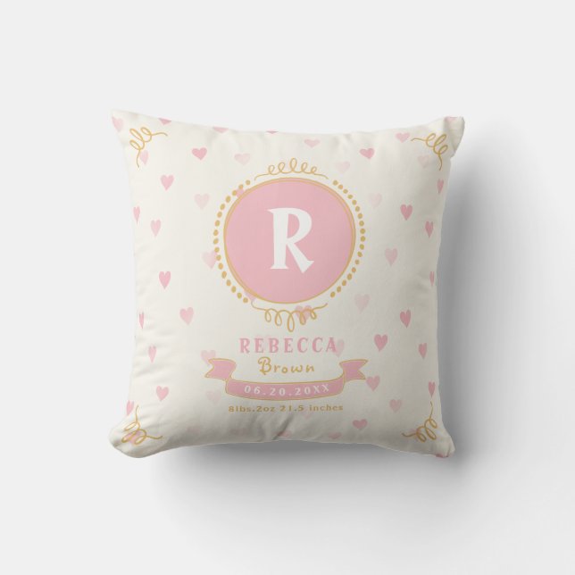 Cojín Decorativo chica recién nacido: cachorros personalizados, mon (Anverso)