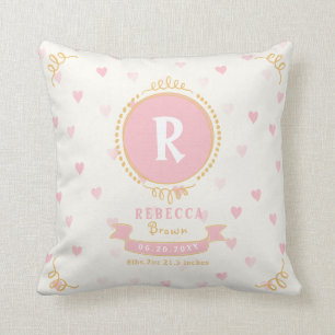 Cojín Decorativo chica recién nacido: cachorros personalizados, mon