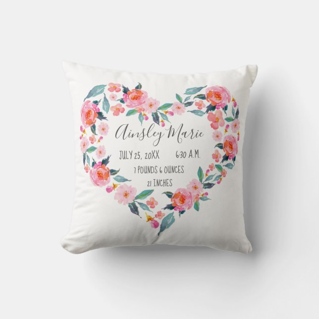 Cojín Decorativo Chica Recién nacido Rosa Floral Rosa Rosa Estacion (Anverso)