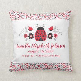 Cojín Decorativo Chica Red Ladybug Birth Stats Nursery