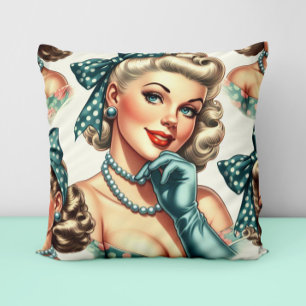 Cojín Decorativo Chica Retro Clásica Monada