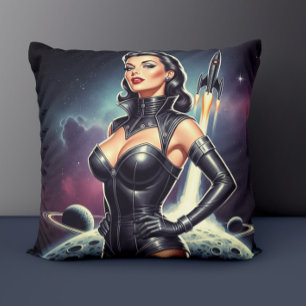 Cojín Decorativo Chica Retro del Espacio