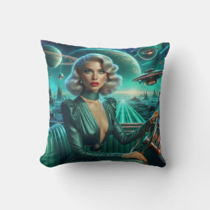Cojín Decorativo Chica Retro Espacial