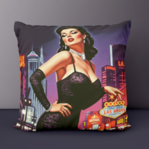 Cojín Decorativo Chica Retro Las Vegas