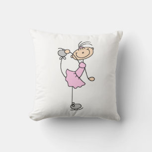 Cojín Decorativo Chica Rosa Figura de Palitos Patinadora sobre Hiel