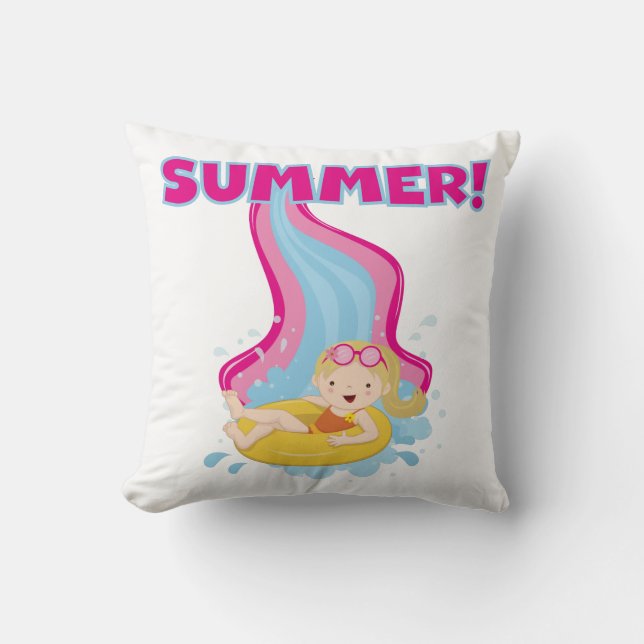 Cojín Decorativo Chica rubio verano (Anverso)