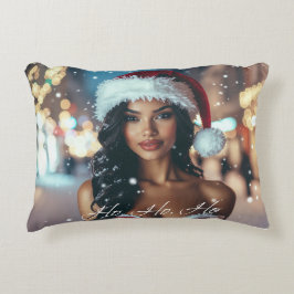 Cojín Decorativo Chica Santa - Ho Ho Ho - Navidad