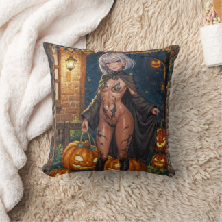 Cojín Decorativo Chica valiente de Halloween Truco o trato Pintura