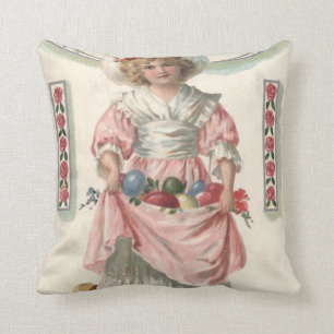 Cojín Decorativo Chica Victoriana Pintó Huevo de Pascua de Color Ro
