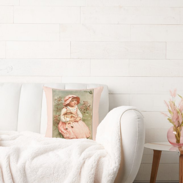 Cojín Decorativo Chica victoriano de época con mariposas de muñecas (Sofá)