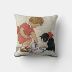 Cojín Decorativo Chica y gatito, Jessie Willcox Smith