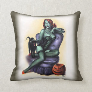 Cojín Decorativo Chica Zombi de Halloween Pin Up