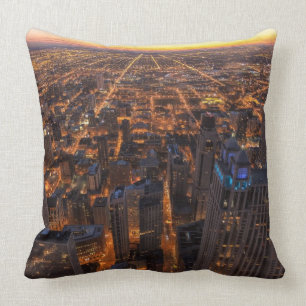 Cojín Decorativo Chicago céntrica en la puesta del sol