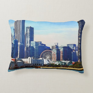 Cojín Decorativo Chicago IL - Horizonte de Chicago y Navy Pier