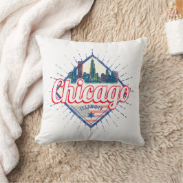 Cojín Decorativo Chicago Illinois Estados Unidos Retro Skyline USA