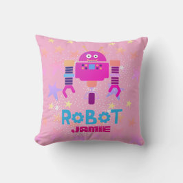 Cojín Decorativo CHICAS adoran ROBOTS Decoran estrellas moradas ros